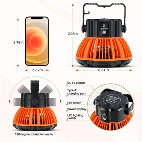 img 2 attached to ⛺️ Rechargeable Camping Tent Fan with LED Lantern - 50 Hours Working Time, USB & Remote Control, Power Bank, 180° Head Rotation - Portable & Cordless Camp Fan for Beach, Picnic