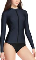 stay sun-safe with tsla women's upf 50+ zipper rash guard: long sleeve swimsuit with uv/sun protection logo