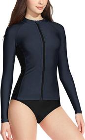 img 4 attached to Stay Sun-Safe with TSLA Women's UPF 50+ Zipper Rash Guard: Long Sleeve Swimsuit with UV/Sun Protection