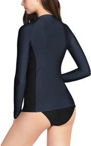 img 3 attached to Stay Sun-Safe with TSLA Women's UPF 50+ Zipper Rash Guard: Long Sleeve Swimsuit with UV/Sun Protection