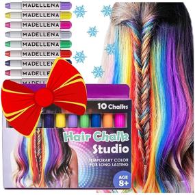img 4 attached to 🎨 10-Piece Hair Chalk Set for Kids | Temporary Hair Chalks for Girls | Christmas Gifts and Birthday Gifts for Girls Aged 3-10 | Kids Hair Dye in Assorted Colors