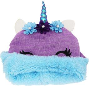 img 1 attached to 🦄 Knitted Girls' Accessories for Cold Weather: Shining Glitter Smiling Unicorn