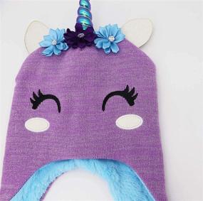 img 2 attached to 🦄 Knitted Girls' Accessories for Cold Weather: Shining Glitter Smiling Unicorn