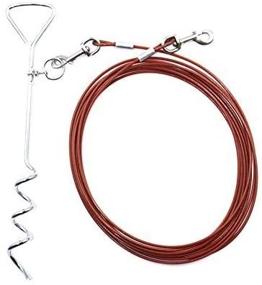 img 1 attached to 🐶 Durable Coleman 18" Corkscrew Stake and 25ft Cable Tie Out for Dogs - Reflective Coating, Heavy Duty Steel Cable - Red