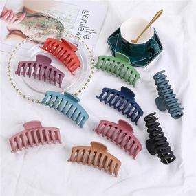img 1 attached to 💇 10 Colors 4 Inch Matte Nonslip Hair Claw Clips: Strong Hold Hair Accessories for Women with Thick & Thin Hair - Trendy Jaw Clips