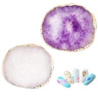 🎨 resin nail art palettes - golden edge gel polish mixing plate set (2pcs) white purple logo