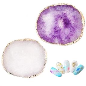 img 4 attached to 🎨 Resin Nail Art Palettes - Golden Edge Gel Polish Mixing Plate Set (2Pcs) White Purple