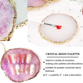 img 3 attached to 🎨 Resin Nail Art Palettes - Golden Edge Gel Polish Mixing Plate Set (2Pcs) White Purple