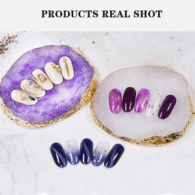 img 1 attached to 🎨 Resin Nail Art Palettes - Golden Edge Gel Polish Mixing Plate Set (2Pcs) White Purple