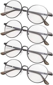 img 4 attached to 👓 Stylish 4-Pack Round Reading Glasses for Women - Retro Readers