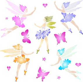img 4 attached to 🧚 Mix Media Layering Classic Fairy Designs Stencil for Painting Template - 8.5 x 8.5 inch (L) Fairies Stencil