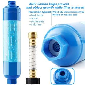 img 1 attached to 💧 GOLDPAR Фильтр для воды RV - Премиальный встроенный фильтр с защитным шлангом для автомобилей-домов и морских судов - Технология KDF/GAC удаляет хлор, плохой вкус и запах - 2 штуки