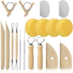 img 4 attached to Enhance Your Pottery Craftsmanship with ZYNERY's 18 Piece Pottery Tool Set: The Ultimate Essential Wooden Sculpting and Clay Cleaning Kit