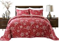 🌺 hnnsi red floral 3-piece comforter set: comfy, soft bedding with red flower patchwork - queen size logo