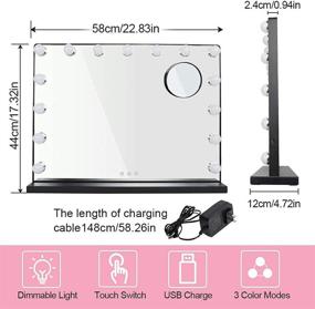 img 1 attached to 💄 23In Hollywood Lighted Makeup Mirror with Smart Touch Switch - Depuley Vanity Mirror with Lights for Dressing Room, Bedroom, Tabletop (Black) - Large Vanity Makeup Mirror with 15 Dimmable LED Bulbs