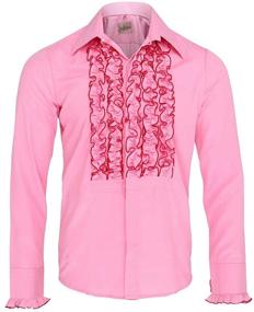 img 4 attached to Stylish ZenRetro Ruffle Ruche Frill Tuxedo Shirts for Men