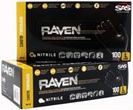 🧤 sas safety raven powder-free black nitrile 6 mil gloves, lrg - pack of 2 logo