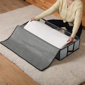 img 3 attached to 🛏️ Maximize Space with a 4-Pack of Foldable Underbed Storage Bags - Large Capacity, Zipper Closure, Handles, and Grey Transparent Window