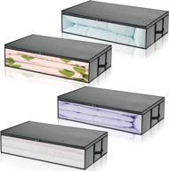 🛏️ maximize space with a 4-pack of foldable underbed storage bags - large capacity, zipper closure, handles, and grey transparent window логотип