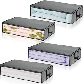 img 4 attached to 🛏️ Maximize Space with a 4-Pack of Foldable Underbed Storage Bags - Large Capacity, Zipper Closure, Handles, and Grey Transparent Window