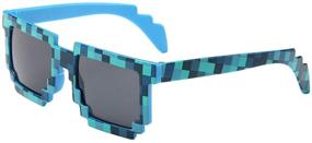 img 2 attached to kilofly 4pc 8-Bit Pixel UV Protect Gamer Sunglasses: Perfect Adult & Kids Party Favors!