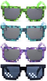 img 4 attached to kilofly 4pc 8-Bit Pixel UV Protect Gamer Sunglasses: Perfect Adult & Kids Party Favors!