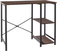 🖥️ espresso computer desk with shelves - amazon basics classic home office - 29.5 x 19.6 x 35.5 inches logo