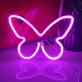 img 4 attached to 🦋 JYWJ Pink Butterfly Neon Sign - USB and 3-AA Battery Powered LED Lights for Table Decoration, Girls Bedroom Wall Decor, Kids Birthday Gift, Wedding Party Supplies, Business Gifts Neon Signs