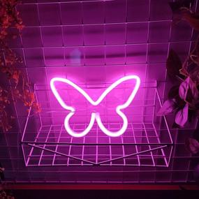 img 2 attached to 🦋 JYWJ Pink Butterfly Neon Sign - USB and 3-AA Battery Powered LED Lights for Table Decoration, Girls Bedroom Wall Decor, Kids Birthday Gift, Wedding Party Supplies, Business Gifts Neon Signs