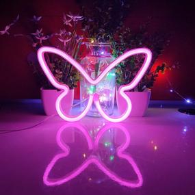 img 3 attached to 🦋 JYWJ Pink Butterfly Neon Sign - USB and 3-AA Battery Powered LED Lights for Table Decoration, Girls Bedroom Wall Decor, Kids Birthday Gift, Wedding Party Supplies, Business Gifts Neon Signs