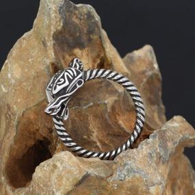 img 3 attached to 🐉 GuoShuang Nordic Viking Amulet: Stainless Steel Ring with Norse Dragon & Valknut Rune - Scandinavian Knot Design, Complete with Gift Bag
