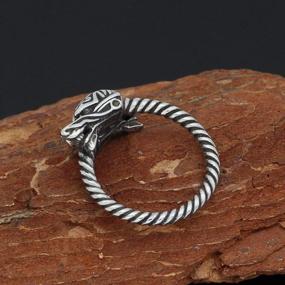 img 2 attached to 🐉 GuoShuang Nordic Viking Amulet: Stainless Steel Ring with Norse Dragon & Valknut Rune - Scandinavian Knot Design, Complete with Gift Bag