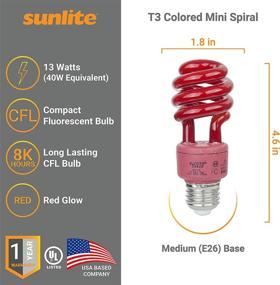 img 3 attached to 🔴 Sunlite 41415-SU Red CFL Spiral Colored Bulb, 13W (40W Equivalent), Medium E26 Base, 8,000 Hour Life Span, UL Listed, 1 Count
