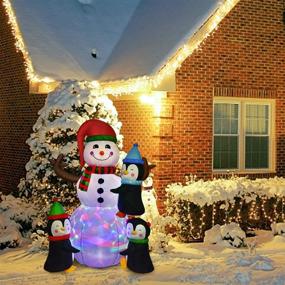 img 1 attached to 🎅 6-foot Lighted Inflatable Snowman Christmas Decoration with Penguins – Colorful LED Lights | Perfect for Christmas Party, Yard & Garden Decor