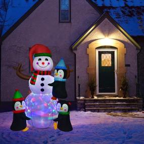 img 2 attached to 🎅 6-foot Lighted Inflatable Snowman Christmas Decoration with Penguins – Colorful LED Lights | Perfect for Christmas Party, Yard & Garden Decor