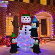 🎅 6-foot lighted inflatable snowman christmas decoration with penguins – colorful led lights | perfect for christmas party, yard & garden decor logo