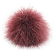 fluffy faux fox fur pompom balls - pack of 12 | tiny cord | hat shoes garment accessories | 5 inches | rust red logo