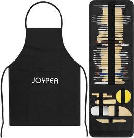 img 4 attached to Sturdy Toolkit for Polymer Clay Carving and Chipping - Double Sided Tools Set 🛠️ for Pottery, Clay Sculpting, and Beginners - Complete with Carrying Case, Artist Apron Cloth - Black