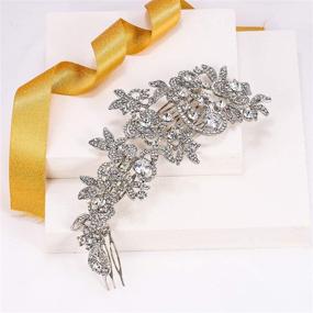 img 3 attached to Women's Clear Zircon Bridal Flower Leaf Cluster Hair Side Comb with Austrian Crystal
