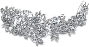 img 1 attached to Women's Clear Zircon Bridal Flower Leaf Cluster Hair Side Comb with Austrian Crystal