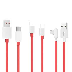 img 4 attached to Кабель для зарядки Warp Charge Type-C: Замена зарядного устройства для Oneplus Nord N10 N100 9R 9 Pro 8T 8T+ 8 7T 7 Pro 5G - Кабель Dash Charge Fast USB C (3 шт) 30W 65W + кабель под углом 90 градусов