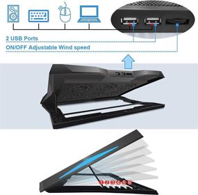 img 3 attached to Laptop Cooling Pad Cooler with 6 Quiet Cooling Fans for 10-15.6 Inch Laptops, Dual USB 2.0 Ports, Portable and 6 Angle Adjustable Laptop Fan Cooling Pad