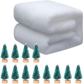 img 4 attached to 🎄 15.7 Inch x 11.2 Feet Christmas Snow Blanket Roll + 12 Mini Sisal Snow Frost Trees Bottle Brush Tree Set for Decoration and Display during Christmas