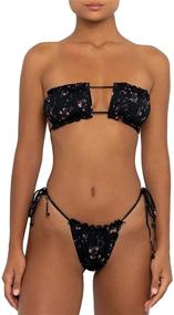 img 4 attached to Womens Piece Bikini Swimsuit Set Floral Side Triangle Thong Bathing