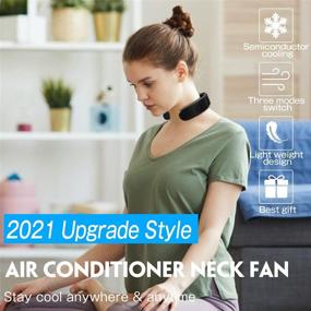 img 2 attached to USB Neck Fan with Three Cooling Plates - Portable Air Conditioner Hand Free Fan, No Battery Required, Two Speed Adjustable, Wearable Fan for Outdoor and Indoor Use