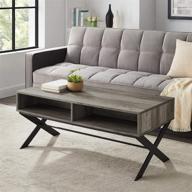 🏞️ stylish and functional walker edison gehry modern x leg coffee table with open storage - grey wash for home décor logo