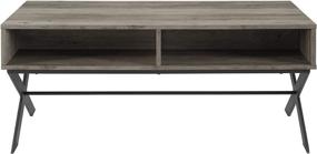 img 1 attached to 🏞️ Stylish and Functional Walker Edison Gehry Modern X Leg Coffee Table with Open Storage - Grey Wash for Home Décor