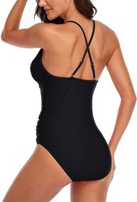 img 3 attached to 👙 Urchics Womens One Piece Swimsuit with Mesh Panel for Tummy Control - Monokini Swimwear Bathing Suits