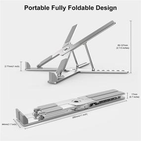 img 3 attached to 📱 Складной настраиваемый держатель для ноутбука с тепловым отводом, алюминиевый держатель для ноутбука с многоположенчным углом наклона для MacBook, Dell XPS, Samsung и других - совместимый с ноутбуками от 11 до 17 дюймов