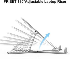 img 1 attached to 📱 Складной настраиваемый держатель для ноутбука с тепловым отводом, алюминиевый держатель для ноутбука с многоположенчным углом наклона для MacBook, Dell XPS, Samsung и других - совместимый с ноутбуками от 11 до 17 дюймов